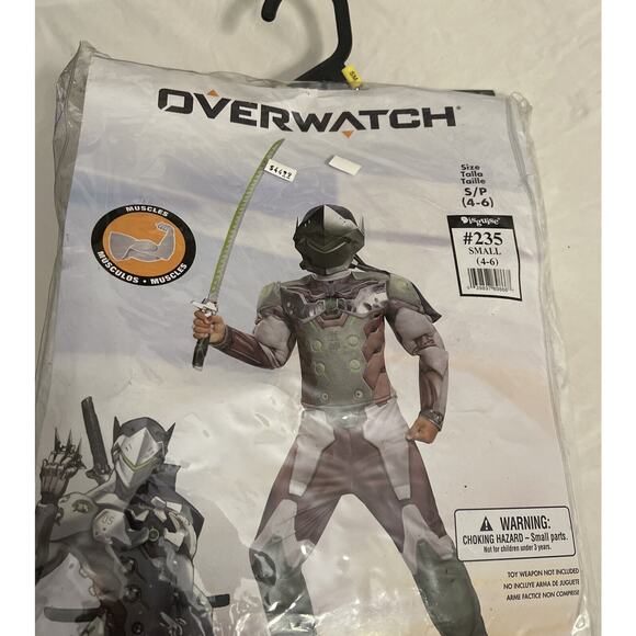 Overwatch Genji Muscle Halloween Costume-boy’s child small 4-6. Jumpsuit, Mask - Picture 1 of 14